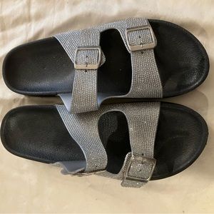 Black silver sandals size 10